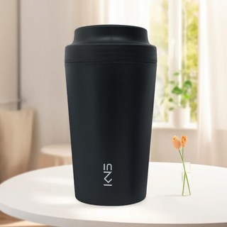 KNS 康納斯 簡約陶瓷內膽保溫隨行杯 8.7 x 8.7 x 16.2cm, 雅典黑, 380ml, 1個