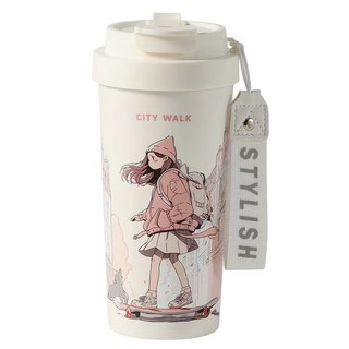 KNS 康納斯 Couselect 星語花海手提保溫陶瓷杯, 女孩款, 550ml, 1個