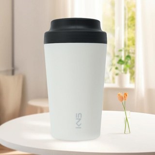 KNS 康納斯 簡約陶瓷內膽保溫隨行杯 8.7 x 8.7 x 16.2cm, 牛奶白, 380ml, 1個