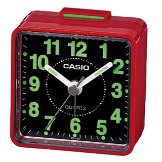 CASIO 卡西歐 方形小鬧鐘 TQ-140-4DF, 紅色黑面