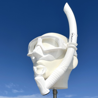 ButterFly Fish 蝴蝶魚 潛水面鏡呼吸管套裝 防霧高清PC鏡片 乾濕兩用, 白色, 鏡框 18 x 7cm + 吸管 40cm