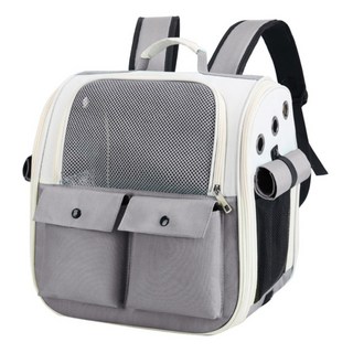透氣可折疊雙肩寵物包, 1個, 灰色