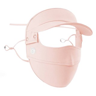 GOLOV.EJOy 掛耳冰絲輕量防曬面罩一體式大帽簷遮陽帽, 1組, 櫻花粉