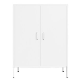 Habity 現代簡約雙門收納鐵櫃,白色,80 x 40 x 101.5cm