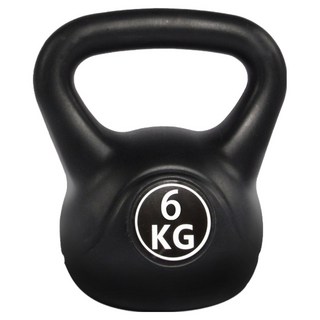 LIVESPO 核心全身運動壺鈴 黑色 6kg 人體工學握把設計 提升核心力量, 1個