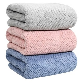 MORINO 摩力諾 超細纖維菱格紋速乾毛巾 1組 MO784, 粉色 + 藍色 + 灰色