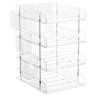 Lala工房 居家A4文件整理架 書桌收納托盤 4層, 1個, 透明