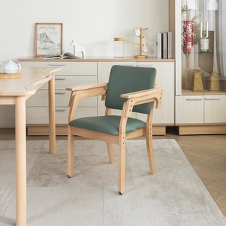 H&D 東稻家居 欣樂活調節工學椅 附輪, 孔雀綠皮, 1個