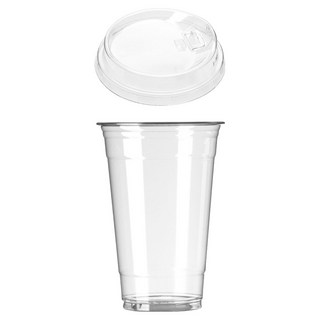 어썸팩 PET 무지 아이스컵 지름 92cm 500ml + 머그리드 개폐 뚜껑 세트, 100개, 1세트