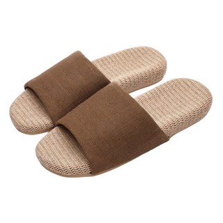 日式四季亞麻室內拖鞋 LV105-1 深棕色 透氣防滑, S(36~38), 1雙