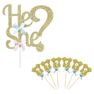 Merry Belle 性別揭曉 懷孕公布 蛋糕插牌 + 迷你6件組, 1套, 藍色