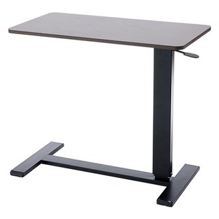 樂嫚妮 無段式升降氣壓桌/可摺疊收納邊桌, 深木紋色