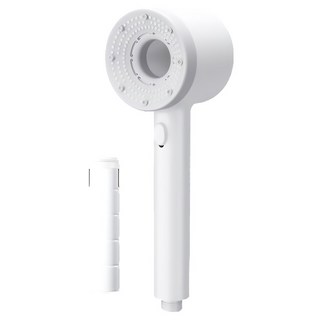 ANTIAN 手持過濾除雜質減氯增壓蓮蓬頭 附底座 + 水管 1.5m 簡約白 淨化水質 多重過濾 增壓設計, 1個