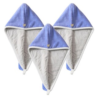 Amiss 機能感 雙層加厚乾髮帽, 藍色, 3個