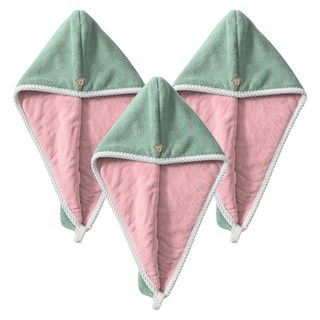 Amiss 機能感 雙層加厚乾髮帽, 抹茶綠, 3個