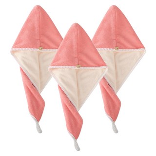 Amiss 機能感 雙層加厚乾髮帽, 粉色, 3個