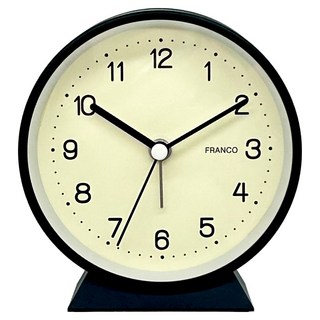 FRANCO簡約金屬靜音鬧鐘(黑色), 米白色 + 黑色