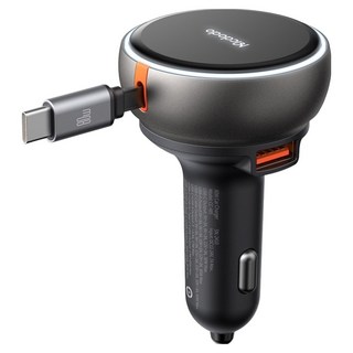 Mcdodo 麥多多 車用2孔Type C線一體式快速充電器 80W, 黑色, CC-485