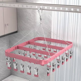 Couselect 鋁合金多夾曬衣夾 30夾 防滑防風晾衣架/襪子夾/內衣褲夾/晾衣夾, 玫瑰粉, 1個