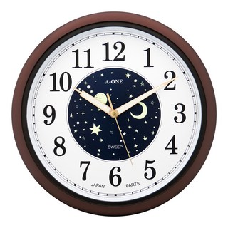 A-ONE 金吉星 夜光浪漫星空面板超靜音掛鐘 TG-0329, 星空夜光款 棕色 +白色 + 深藍色