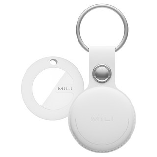 MIRI Mi Tag Apple專用AirTag相容防盜定位追蹤皮革保護套 HD-P16, 1個, 白色