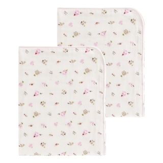 KU.KU Duckbill 酷咕鴨 狐狸熊滿底緹花紗布澡巾, 粉色, 2條