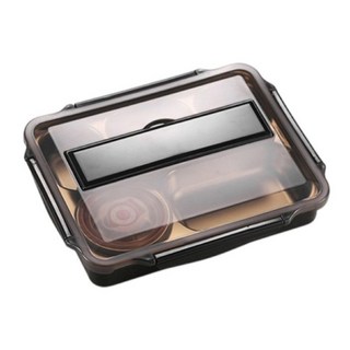 質感4格大容量便當盒, 高貴黑, 1個