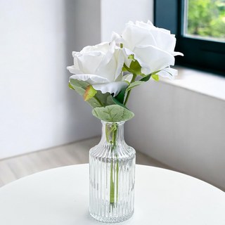 FLORAL M 仿真花禮 歐若拉玫瑰小花園, 1件, 白色