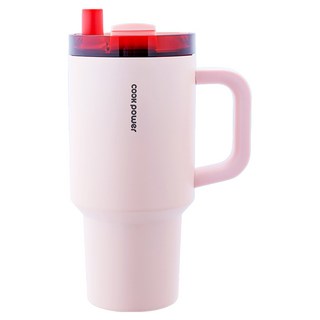 cook power 鍋寶 珍珠粗吸管陶瓷手把杯, 愛戀粉, 900ml, 1個