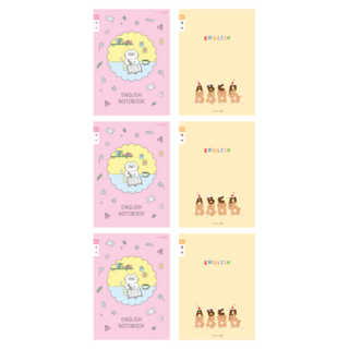 morning glory 小學英文練習本B 學習貓 + 餅乾熊 2款各3本 寬線英文練習簿 韓國文具, 1組