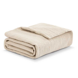 KU.KU Duckbill 酷咕鴨 雲朵皺布6層紗布浴巾幼兒蓋毯, 暖調杏, 1條