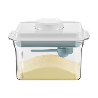 ankou 安扣生活 一鍵按壓防滑刮平奶粉罐組 透明款 1L, 奶粉罐 + 勺子掛具 + 三角刮平片, 1組