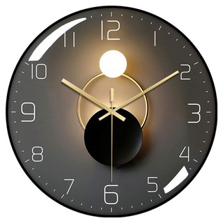 SUNORO 時尚超薄邊框靜音掛鐘 黑框A款, 黑色