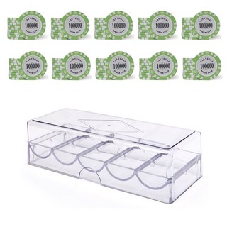 Hoonie Gamble 高級黏土撲克籌碼 數字100000 100片 + 壓克力盒組, 1套, 混色