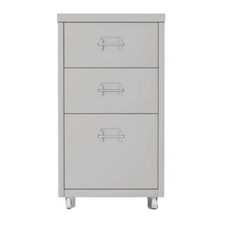 HABITY 現代基本簡約鐵製抽屜櫃,28cm,灰色,3層 - 辦公室收納好幫手