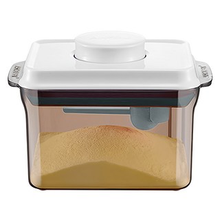 ankou 安扣生活 一鍵按壓防滑刮平奶粉罐 避光款 附贈勺子掛具三角刮平片1L, 1個, 奶粉罐 + 勺子 + 掛具 + 三角刮平片