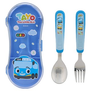 LiLFANT Tayo 可愛湯匙叉子收納盒組, 1套, 湯匙 + 叉子 + 收納盒, 混合顏色