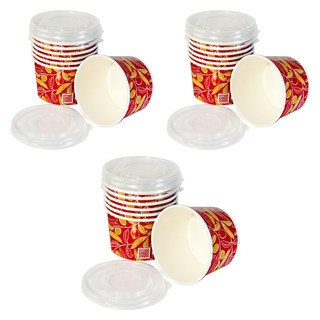 免洗紙湯杯 附蓋 款式隨機, 7個, 3組