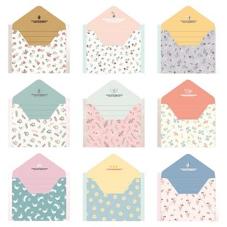 TOCTOC 花朵圖樣迷你信封卡片9件組, 1組, 混和顏色