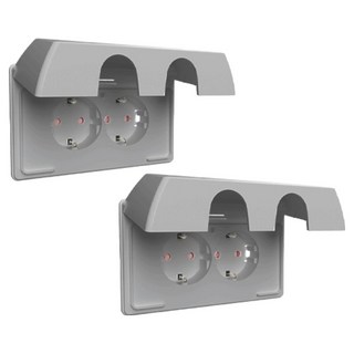 Legrand 羅格朗 Apella Simple 防水橫式防潑水型雙孔嵌入式插座 銀色, 2個