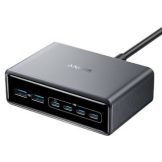 ANKER GaN 6孔桌面充電器 USB-C/USB-A 200W, 1個, 黑色