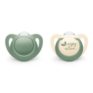 NUK Nature 矽膠安撫奶嘴1號, 0~6個月, 莫蘭迪綠, 2個
