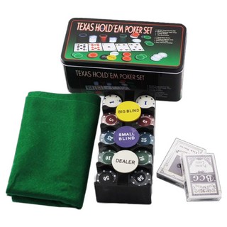 德州撲克套組 籌碼 200p + 撲克牌 2p + 牌桌墊套組, 1套, 單一顏色