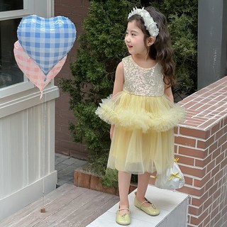 Arbe 女童涼感透氣扇貝邊康康紗洋裝