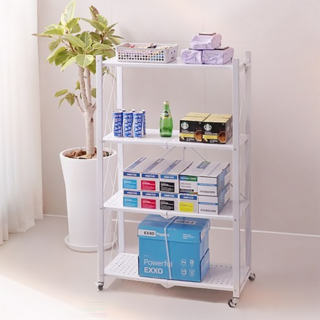 LIFE LANCE 鐵製可折疊多功能整理置物推車, 4層, 白色