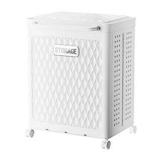 FAmILyLIFE 生活 輕奢風雙槽附蓋摺疊衣物收納籃 78L, 淨白款, 1個