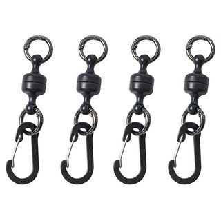 루아즈 캠핑 네오디움 카리비너형 자석 고리, 블랙, 1단, 4개