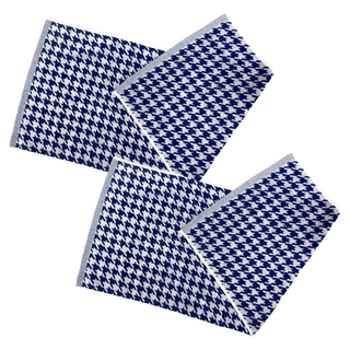 LIFE 來福牌 千鳥格緹花毛巾 2條 藍色 - 時尚簡約，吸水速乾