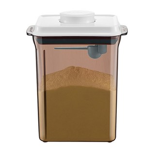 ankou 安扣生活 避光款一鍵按壓防滑刮平奶粉罐 2.3L, 容器 + 蓋子 + 勺子掛具 + 三角刮平片, 1組