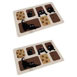 寢室安居 吸水止滑軟式珪藻土地墊, 喵里喵氣, 2個